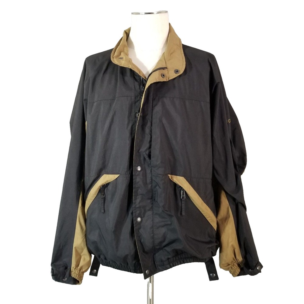 FootJoy Jacket Men Large Black DryJoys Windbreaker Golf Rain Waterproof Coat